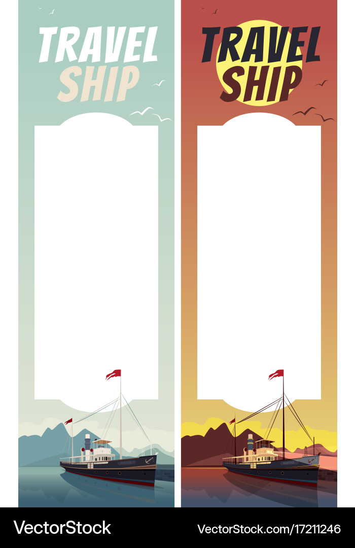 Set of templates with text space and ship vector image