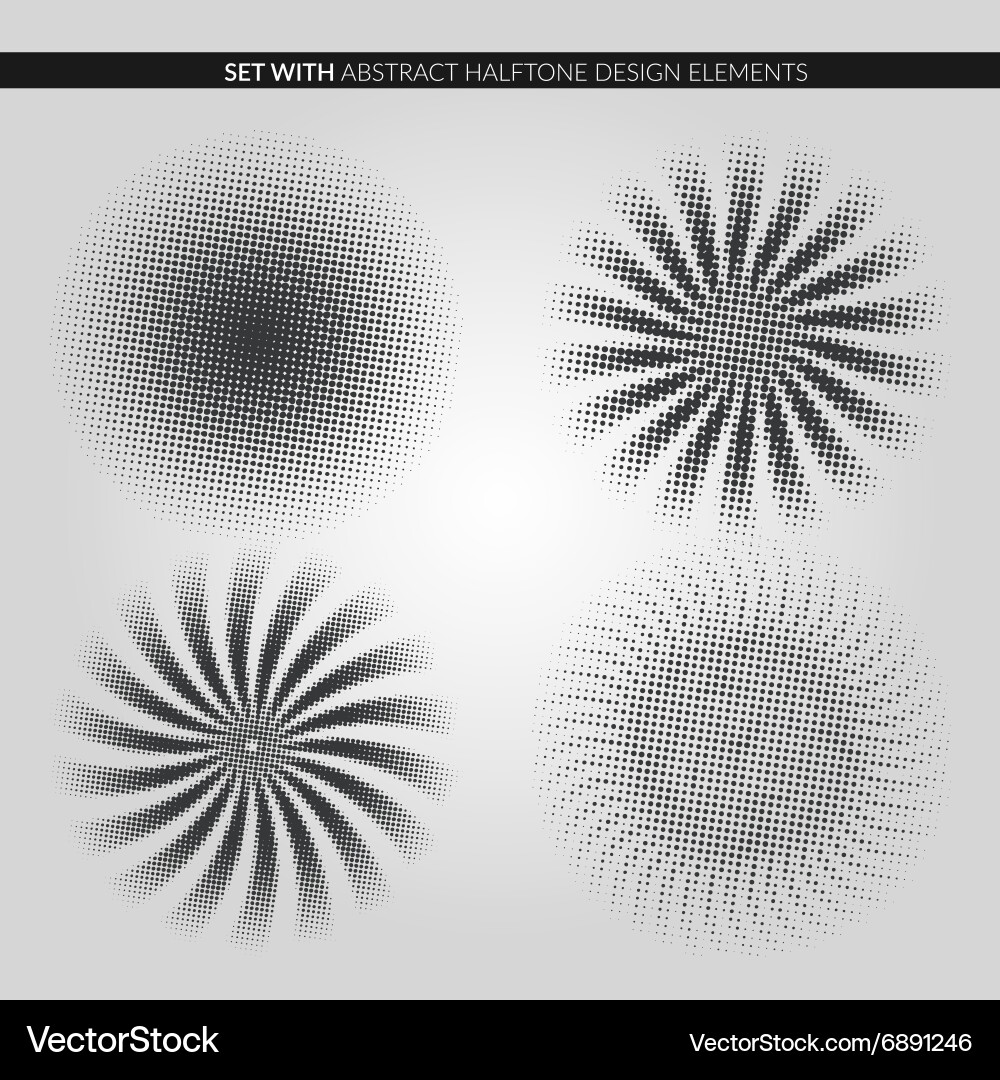 Set with abstract halftone design elements vector image