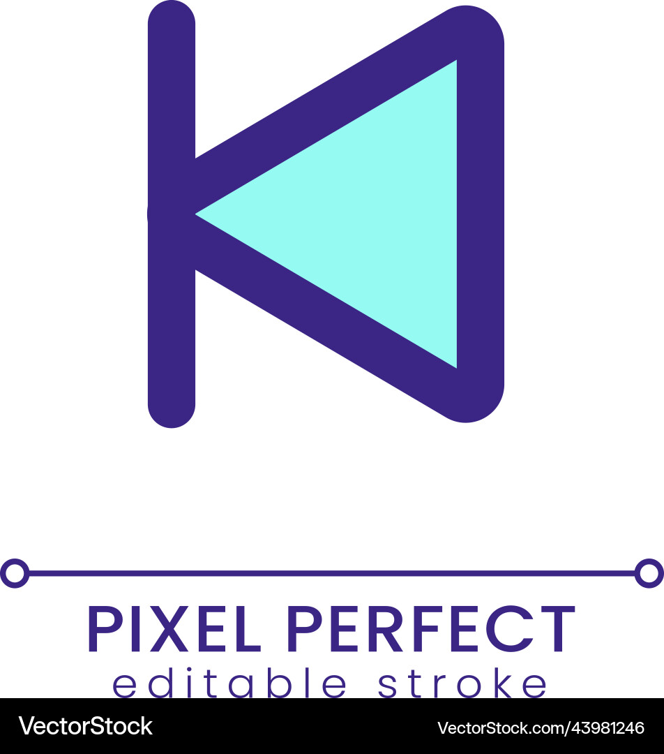 Skip to start pixel perfect rgb color ui icon Vector Image