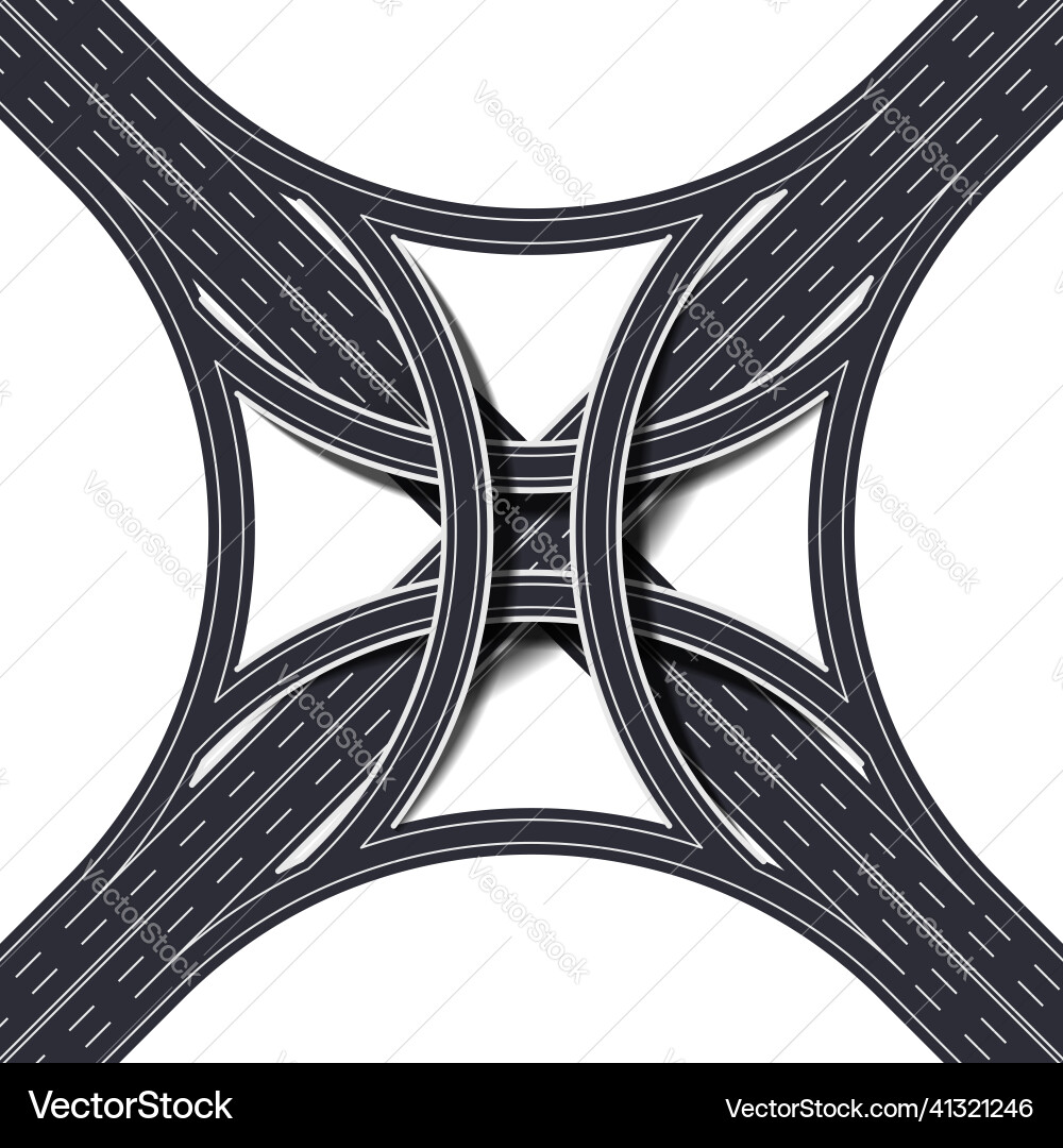 Stack interchange four level road way vector image