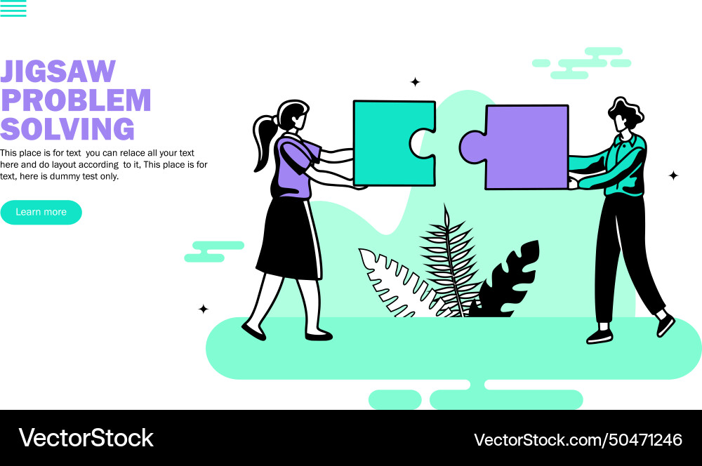 Team solving problem with jigsaw Team solving problem with jigsaw vector image