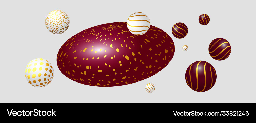 Trendy banner with red and white 3d objects Vector Image