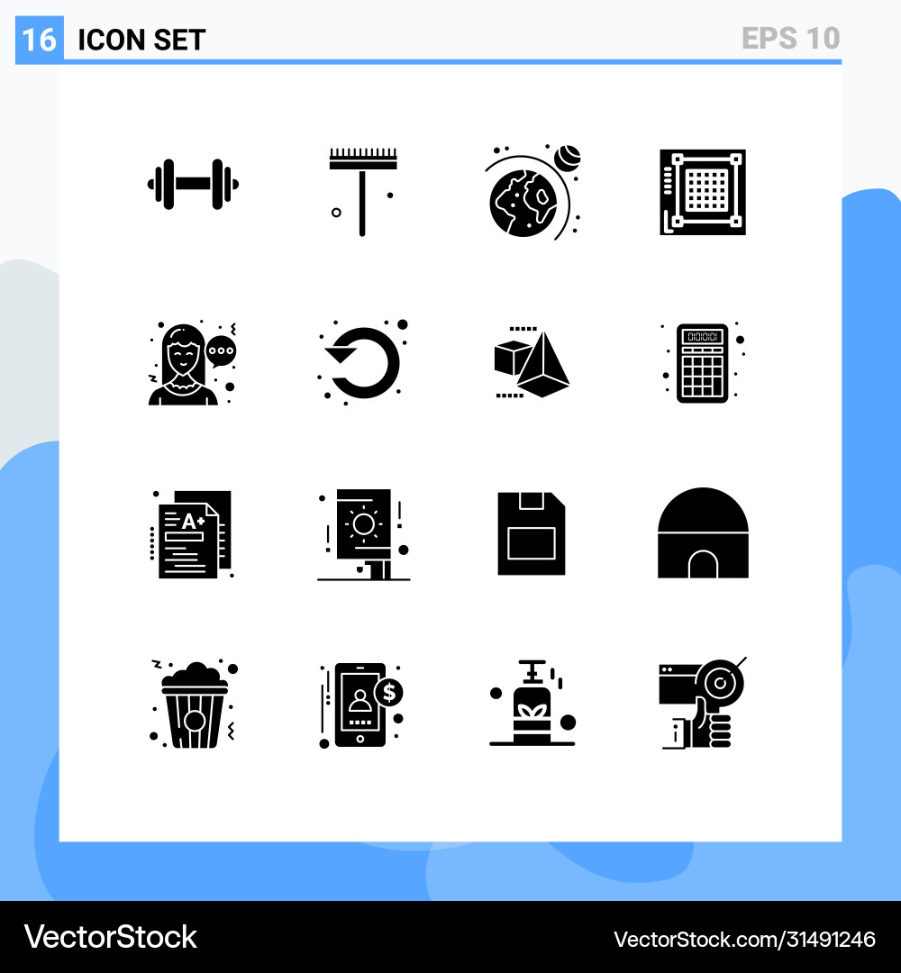 User interface pack 16 basic solid glyphs Vector Image