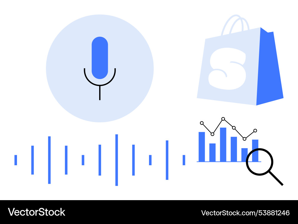 Voice command shopping and data analysis Voice command shopping and data analysis vector image
