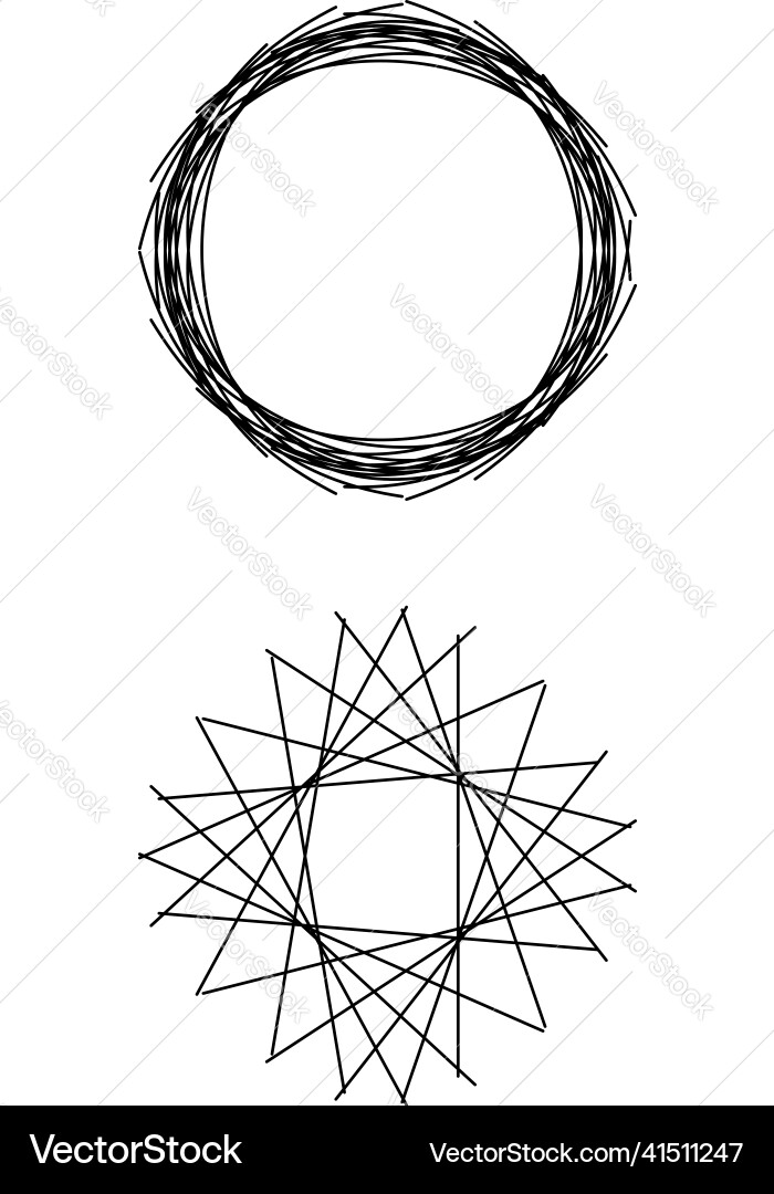 Circle circular form and matching angular edgy Circle circular form and matching angular edgy Vector Image