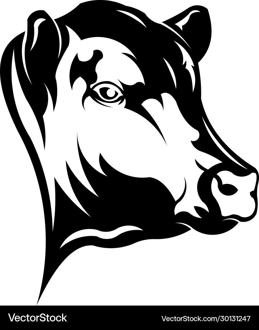 Cow head portrait silhouette Vector Image