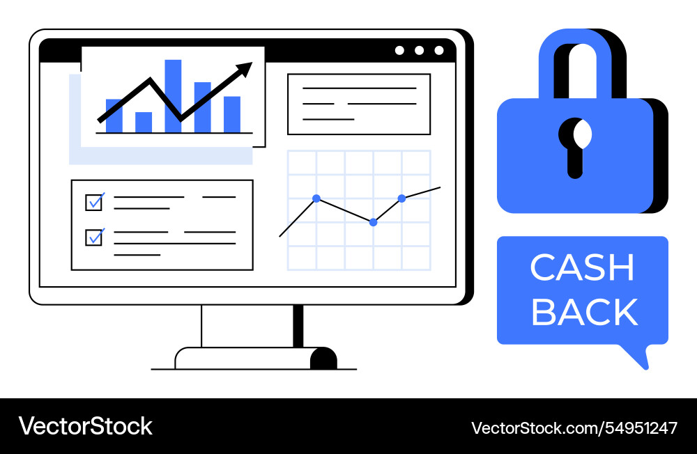 Data analysis and secure cashback system Data analysis and secure cashback system vector image