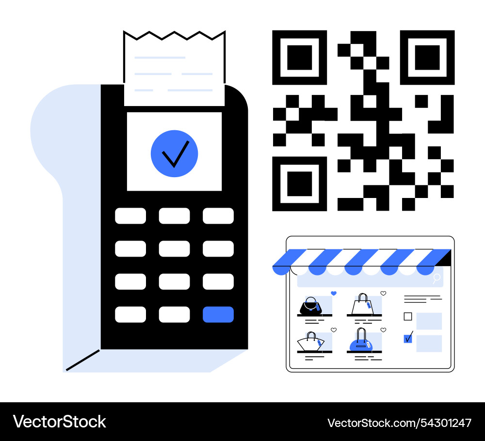Digital payment terminal qr code and online Digital payment terminal qr code and online vector image