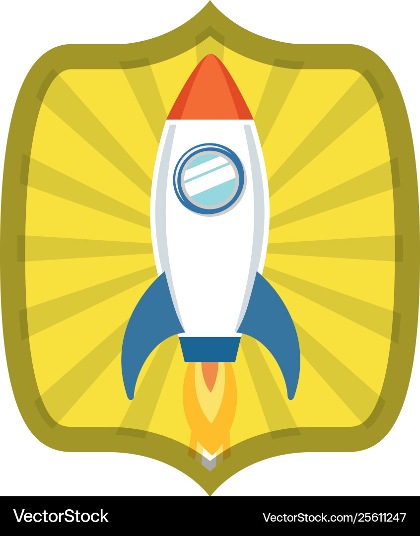 Frame with rocket taking off icon vector image