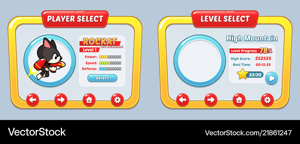 Game UI Element Pack - Circle & Button Templates vector image