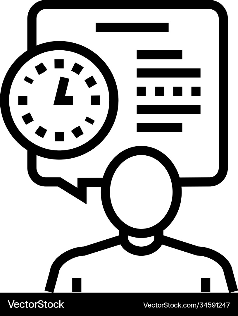 Human talk about task time scheduling line icon Human talk about task time scheduling line icon vector image