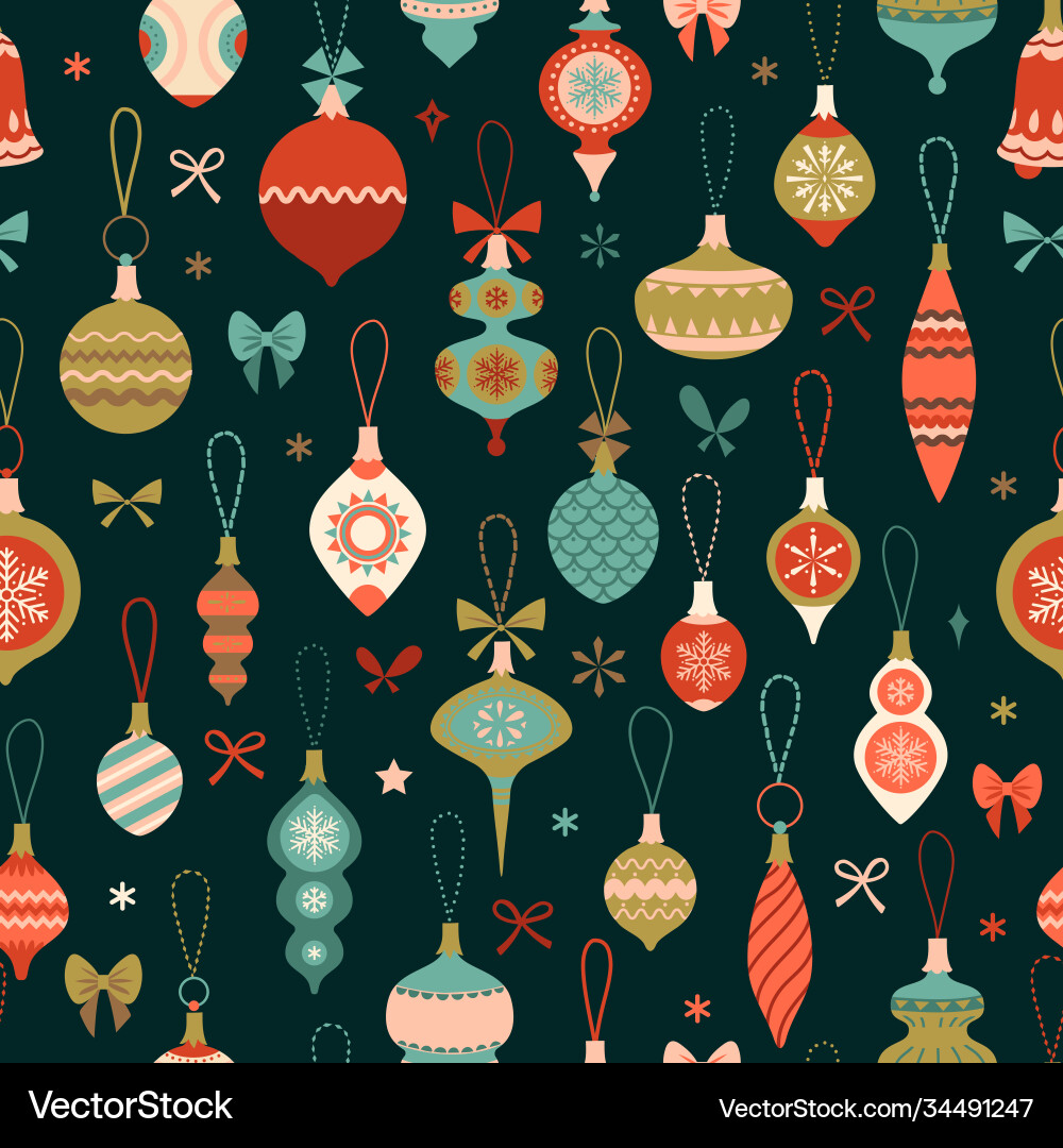 Merry christmas and happy new year retro seamless Merry christmas and happy new year retro seamless vector image