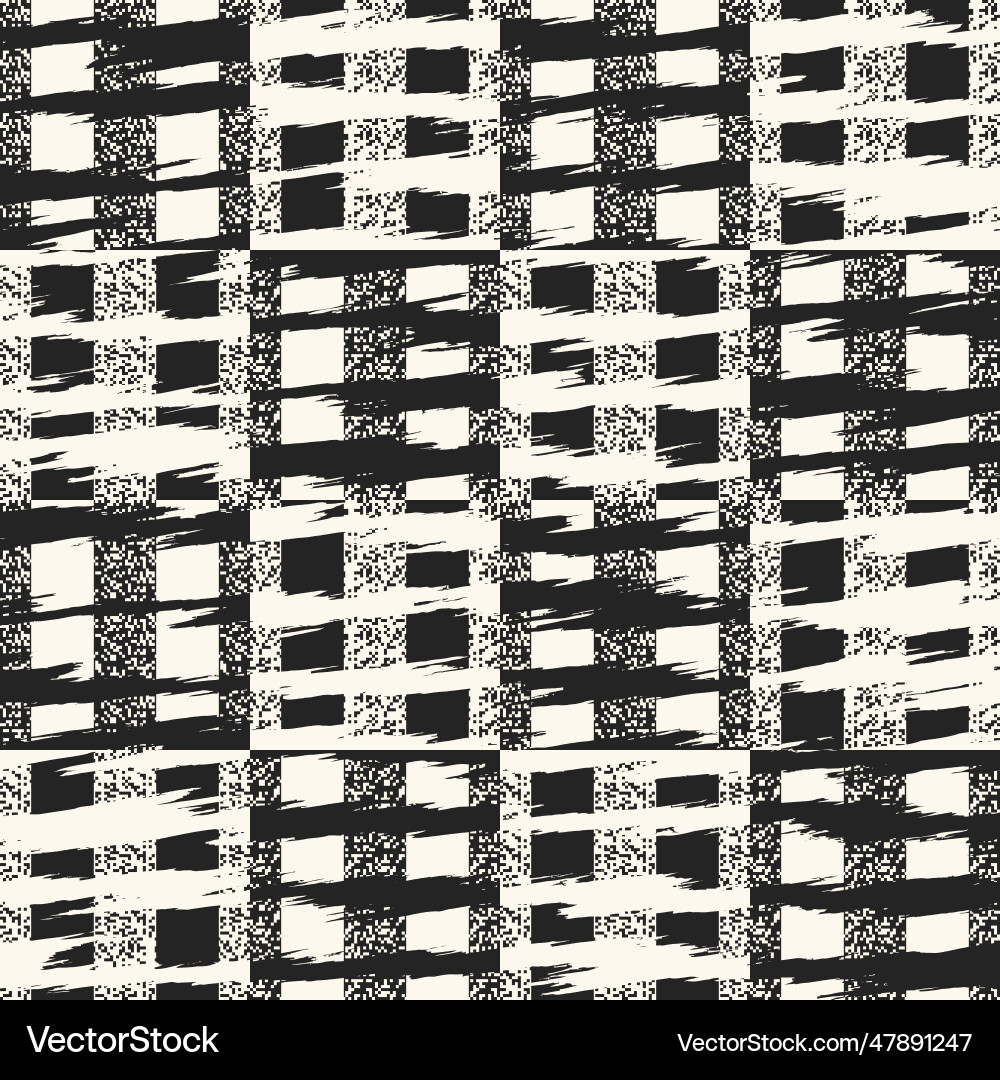 Monochrome glitch effect textured grid pattern Monochrome glitch effect textured grid pattern vector image