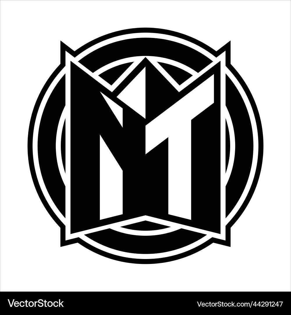 Nt logo monogram circle rounded design vector image