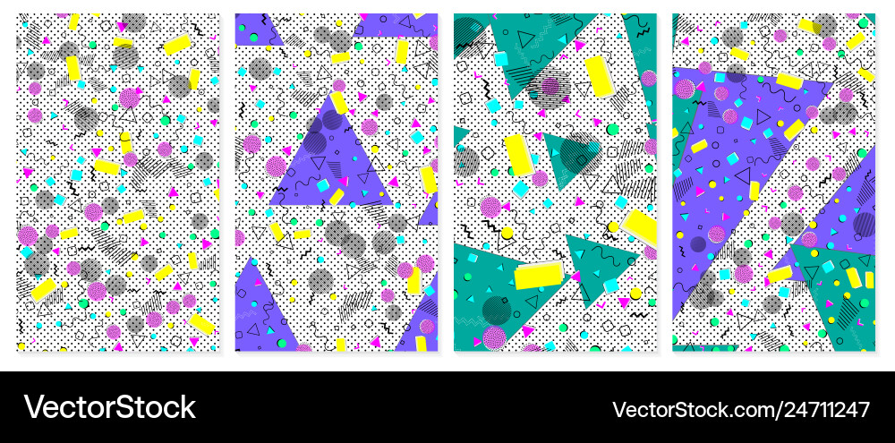 Pop art color background set of memphis pattern Pop art color background set of memphis pattern vector image