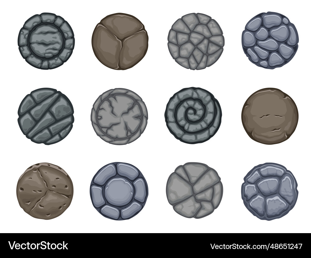 Round Stone Buttons - UI Elements vector image