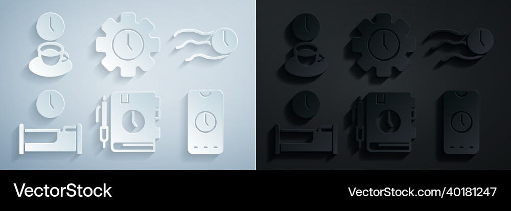 Set daily paper notepad time flies on the clock vector image
