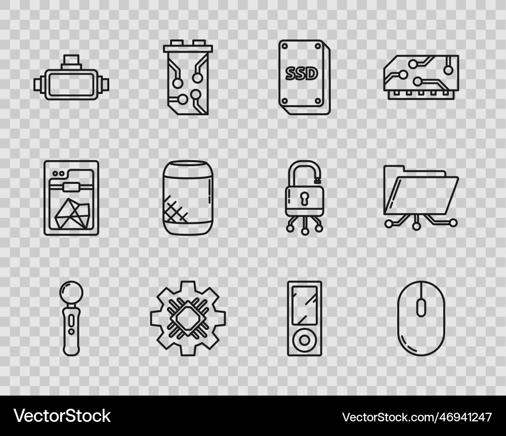 Set line gamepad computer mouse ssd card Set line gamepad computer mouse ssd card Vector Image