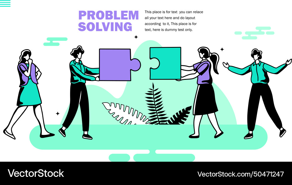 Team solving problem with jigsaw and discussion Team solving problem with jigsaw and discussion vector image