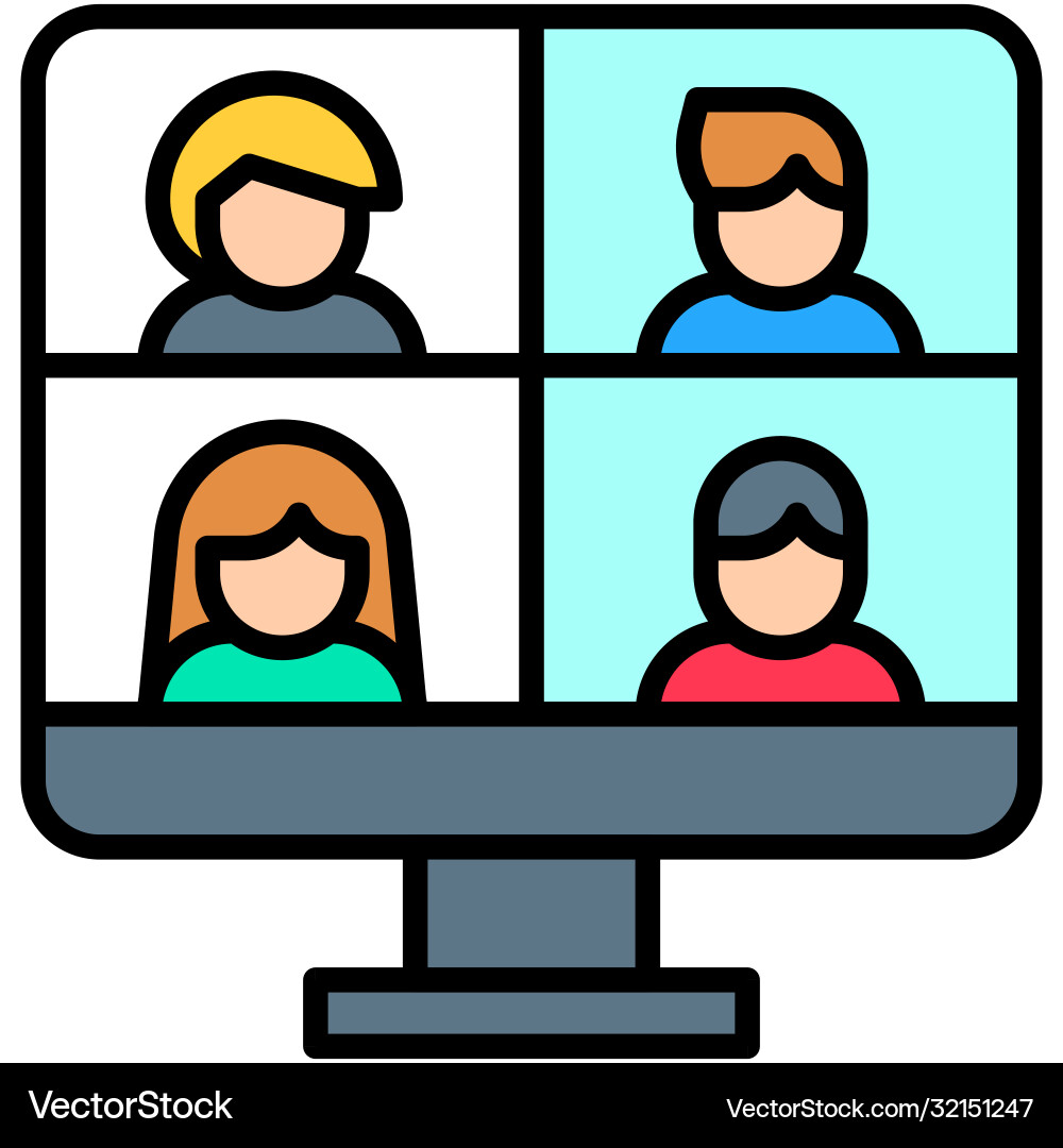 Video conference telecommuting or remote work icon Vector Image