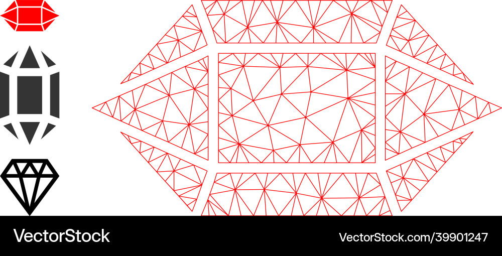Web mesh ruby crystal icon and other icons Web mesh ruby crystal icon and other icons vector image