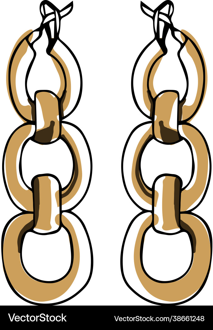 Chain earrings fashionable accessories for girls Chain earrings fashionable accessories for girls vector image