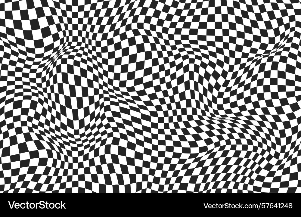Checkered background with distortion effect Checkered background with distortion effect vector image