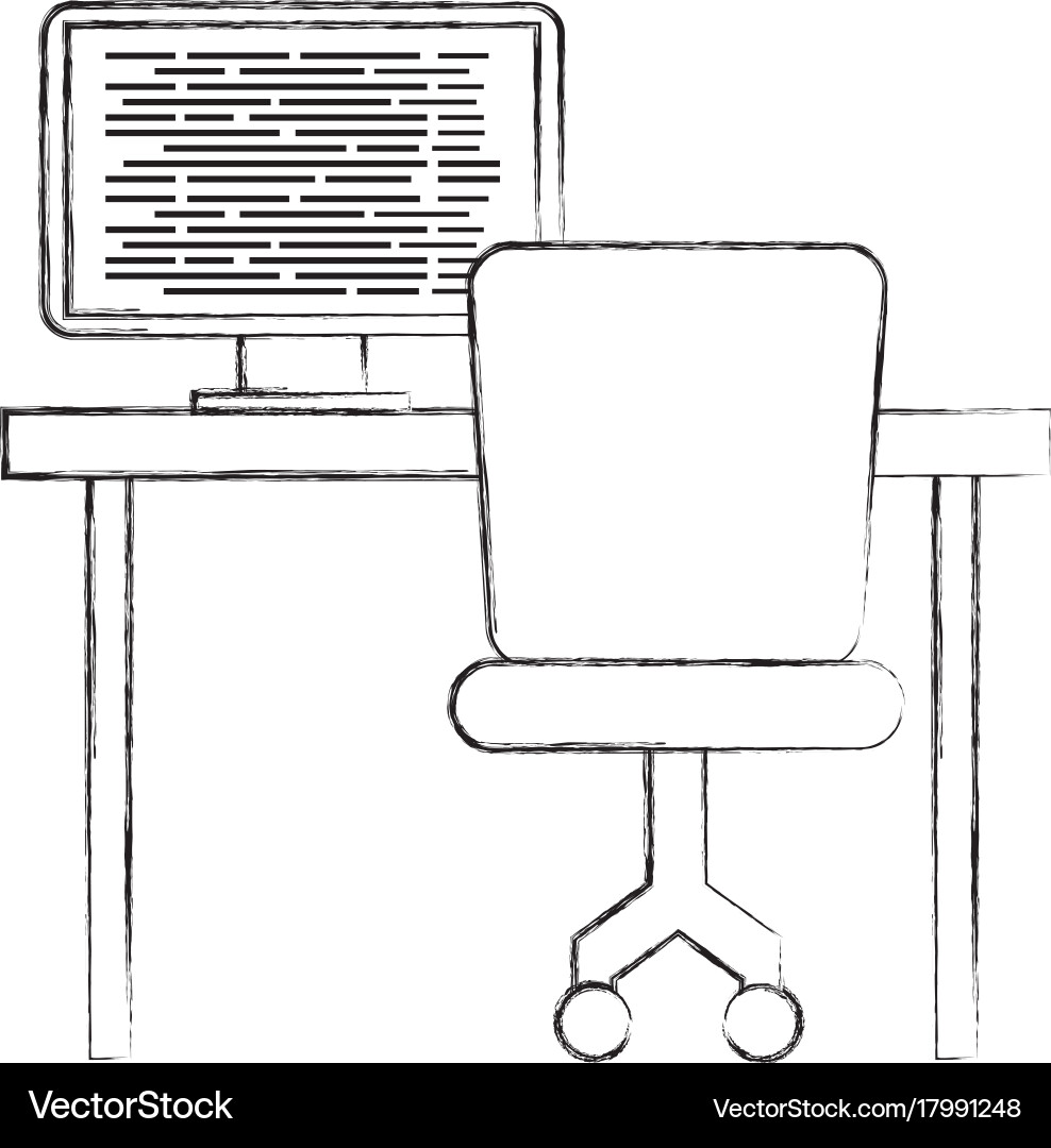 Computer with screen coding desk chair network vector image
