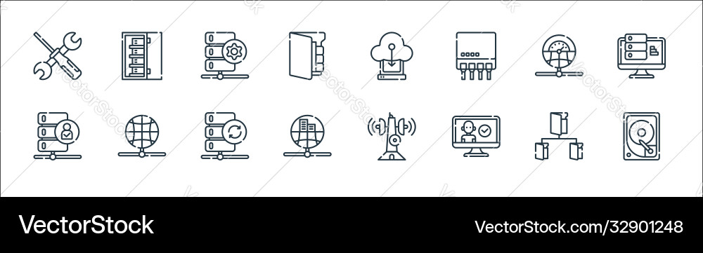 Database and servers line icons linear set Database and servers line icons linear set Vector Image