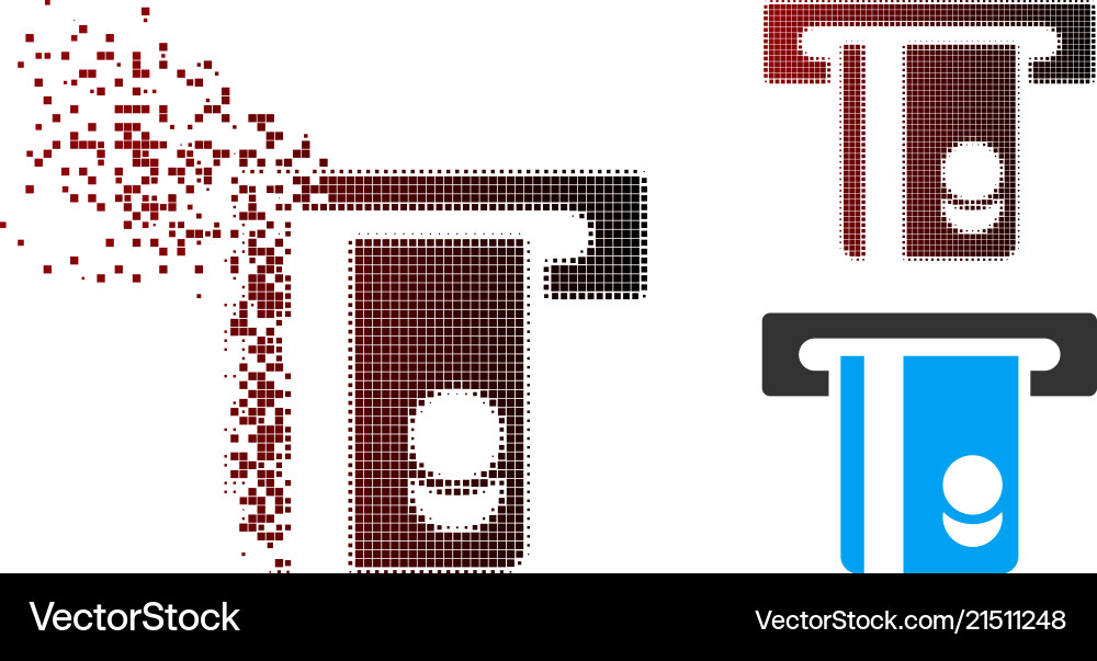 Destructed pixel halftone automated banking Destructed pixel halftone automated banking vector image