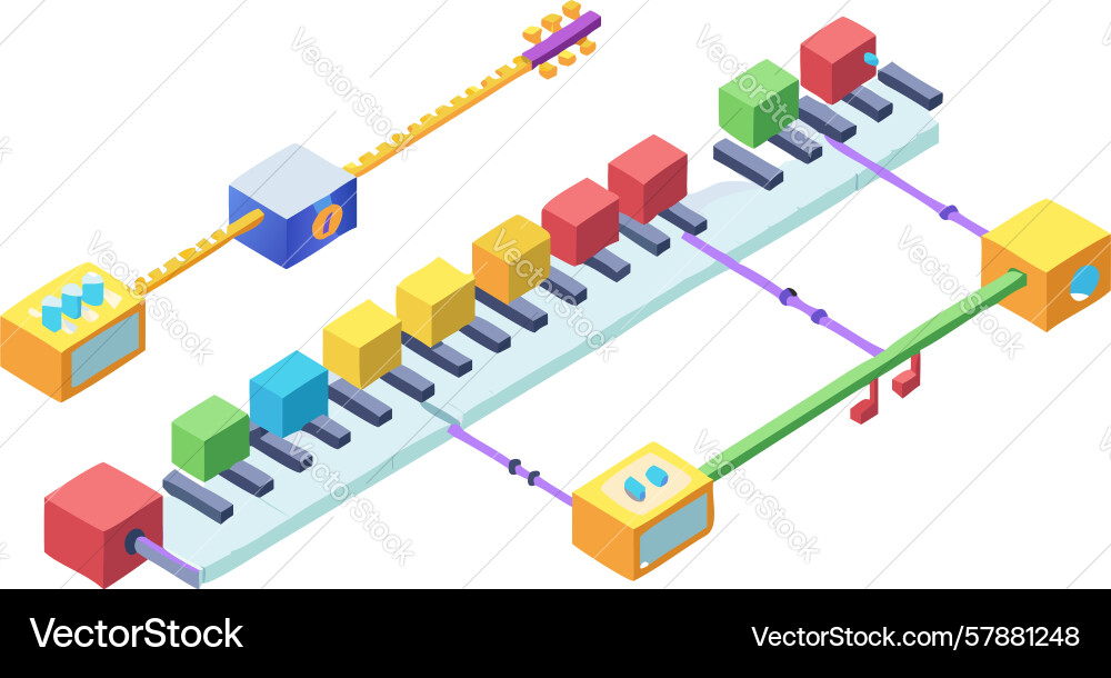 Efficient assembly line and production process Vector Image