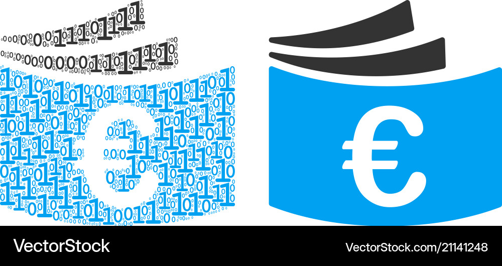 Euro checkbook collage of binary digits Euro checkbook collage of binary digits vector image