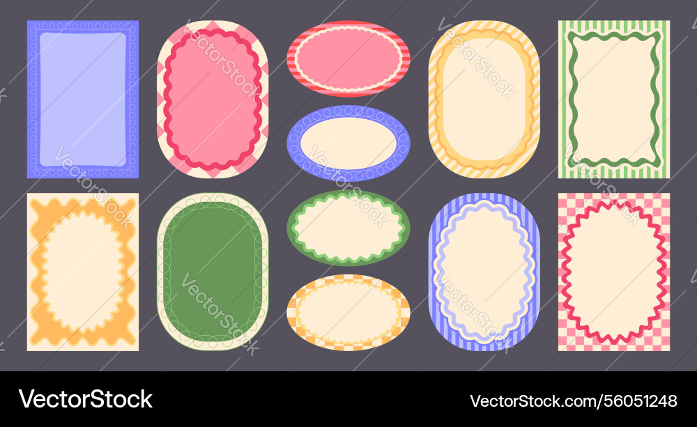 Groovy wavy border frames set Groovy wavy border frames set Vector Image