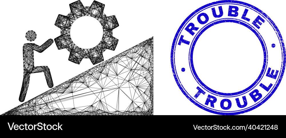Grunge trouble stamp and net irregular mesh man Grunge trouble stamp and net irregular mesh man vector image