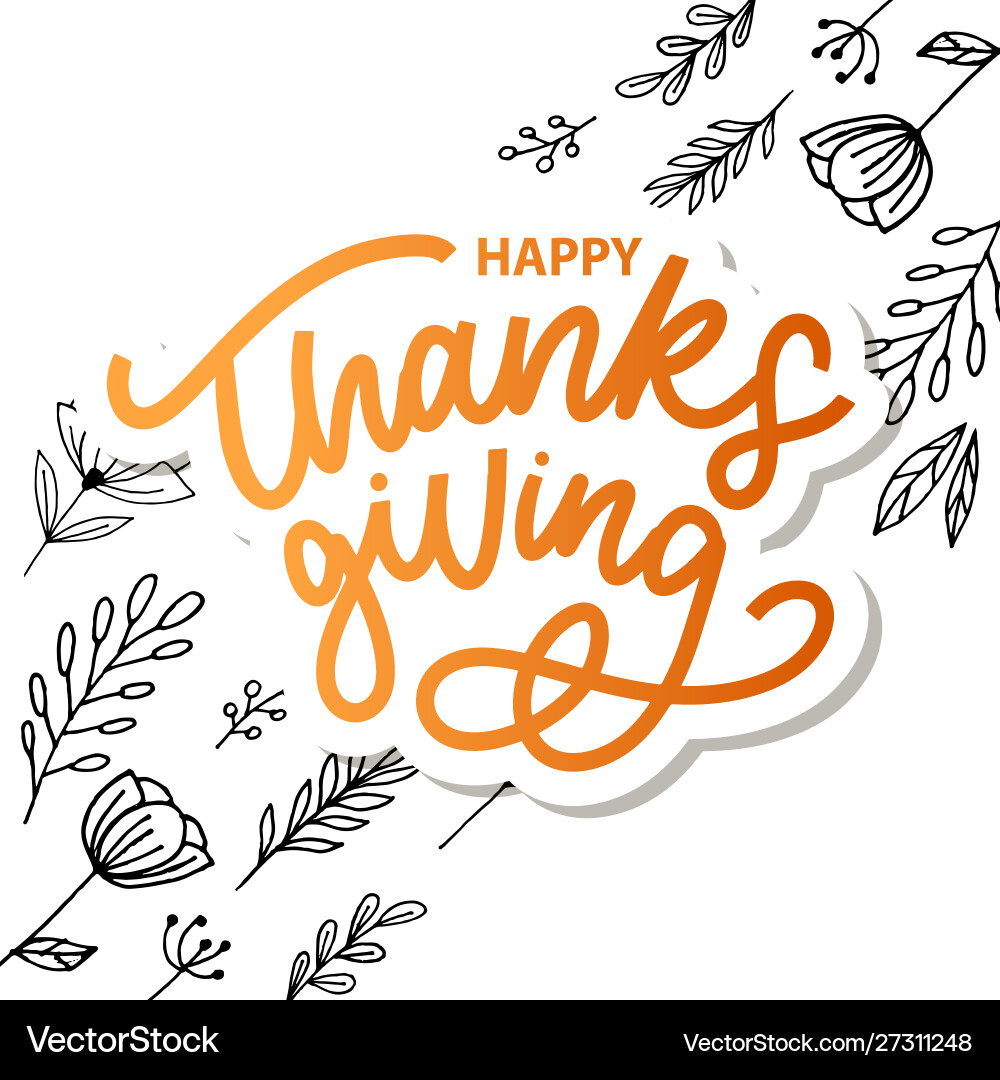 Happy thanksgiving brush hand lettering isolated Happy thanksgiving brush hand lettering isolated vector image