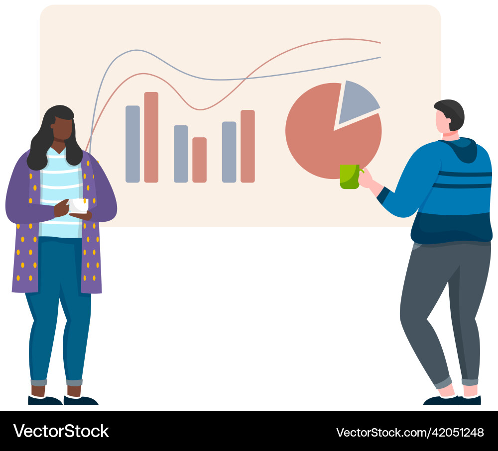 Manager makes a presentation of statistical Vector Image
