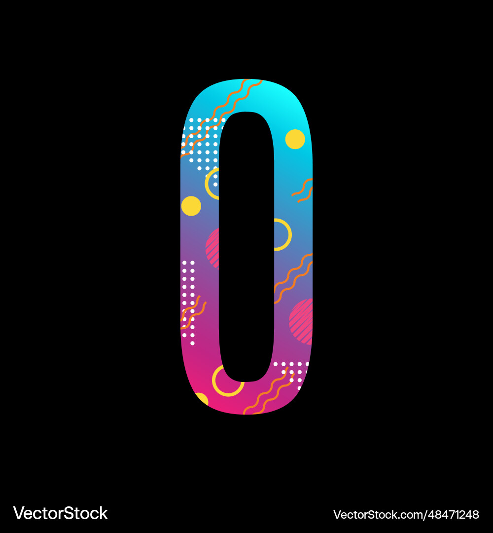 Modern abstract number colorful 0 or zero Modern abstract number colorful 0 or zero vector image