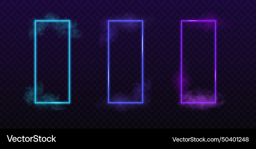 Neon rectangle frames set of design elements vector image
