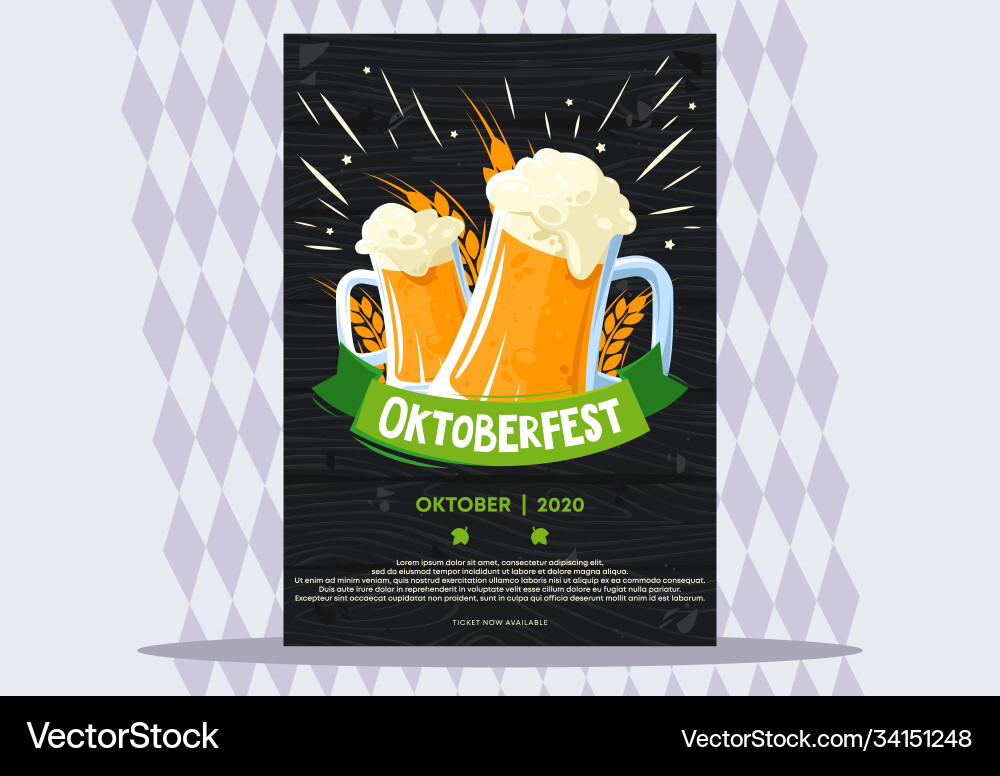 Oktoberfest Plakatvorlage mit zwei Bierbechern Oktoberfest Plakatvorlage mit zwei Bierbechern vektorbild