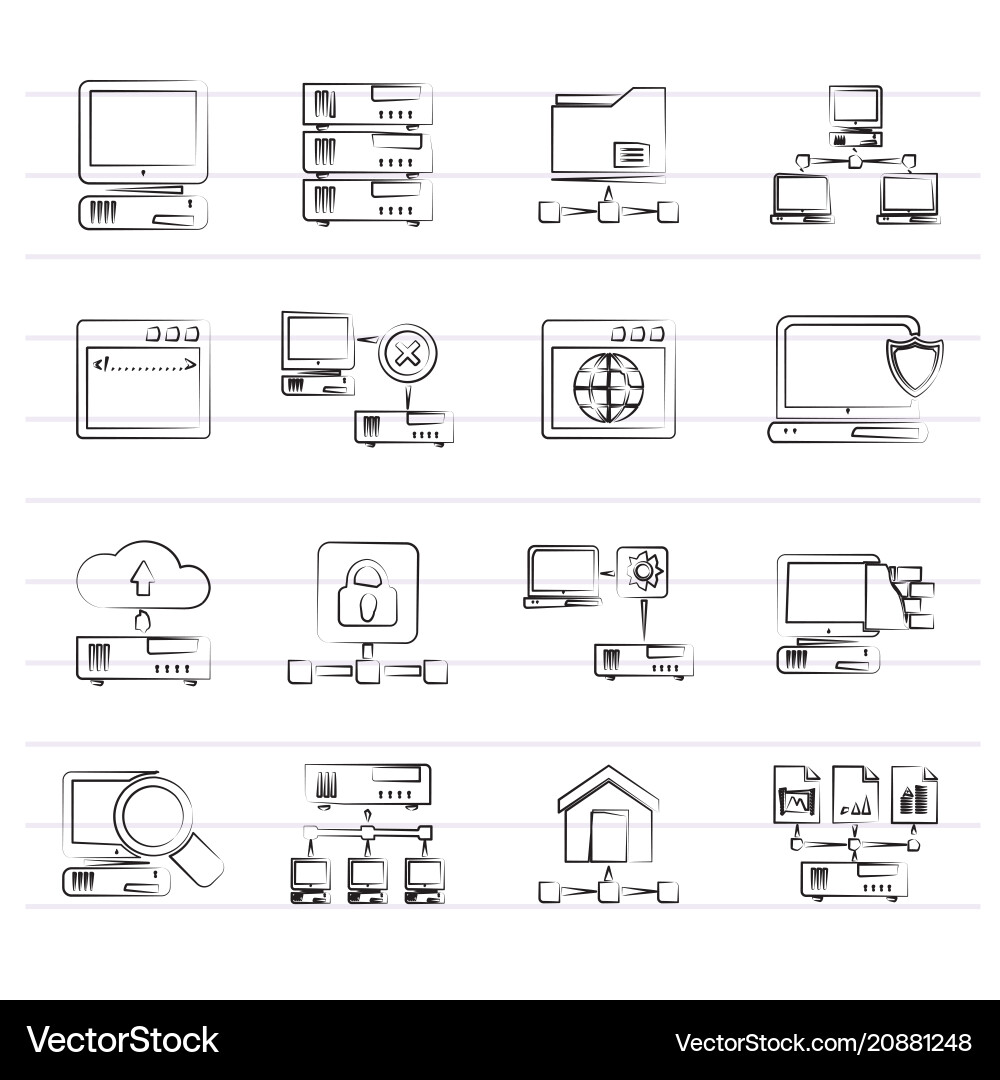 Server and network icons Server and network icons vector image