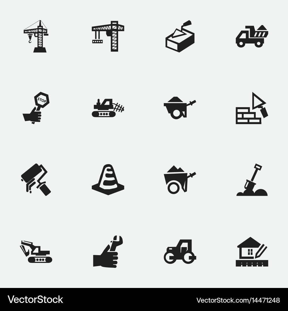 Set of 16 editable building icons includes vector image