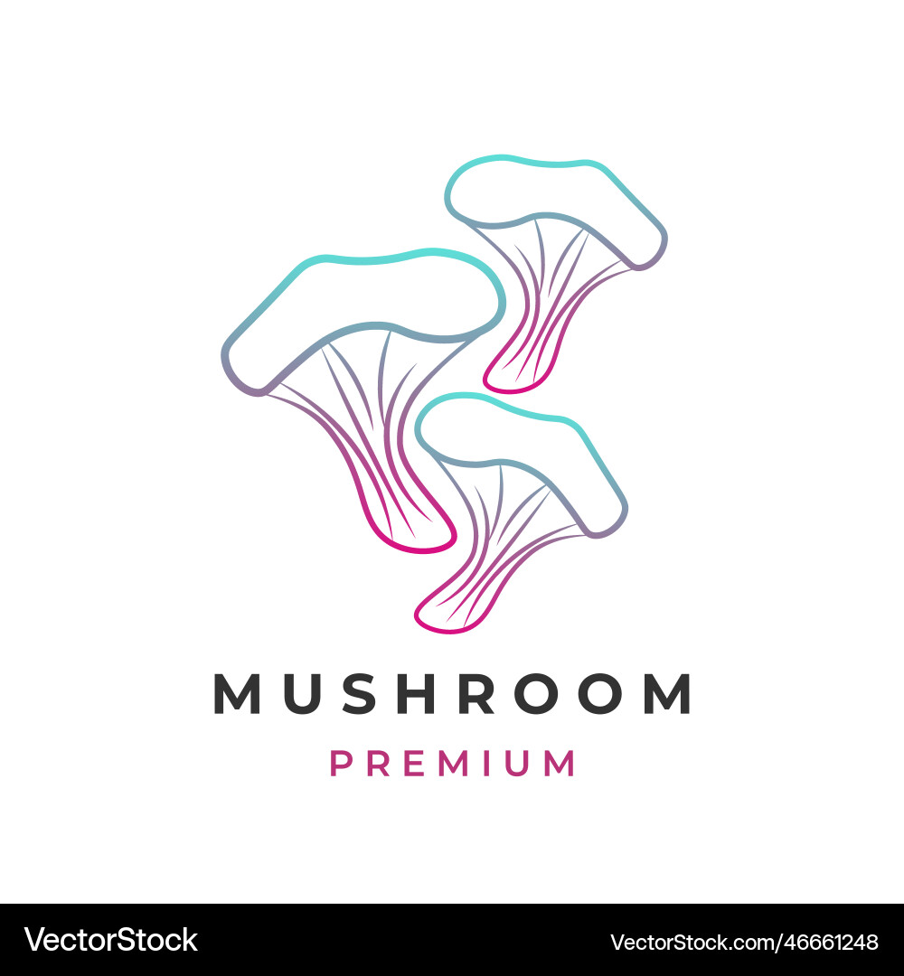 Simple line art mushroom with light gradient color Simple line art mushroom with light gradient color Vector Image