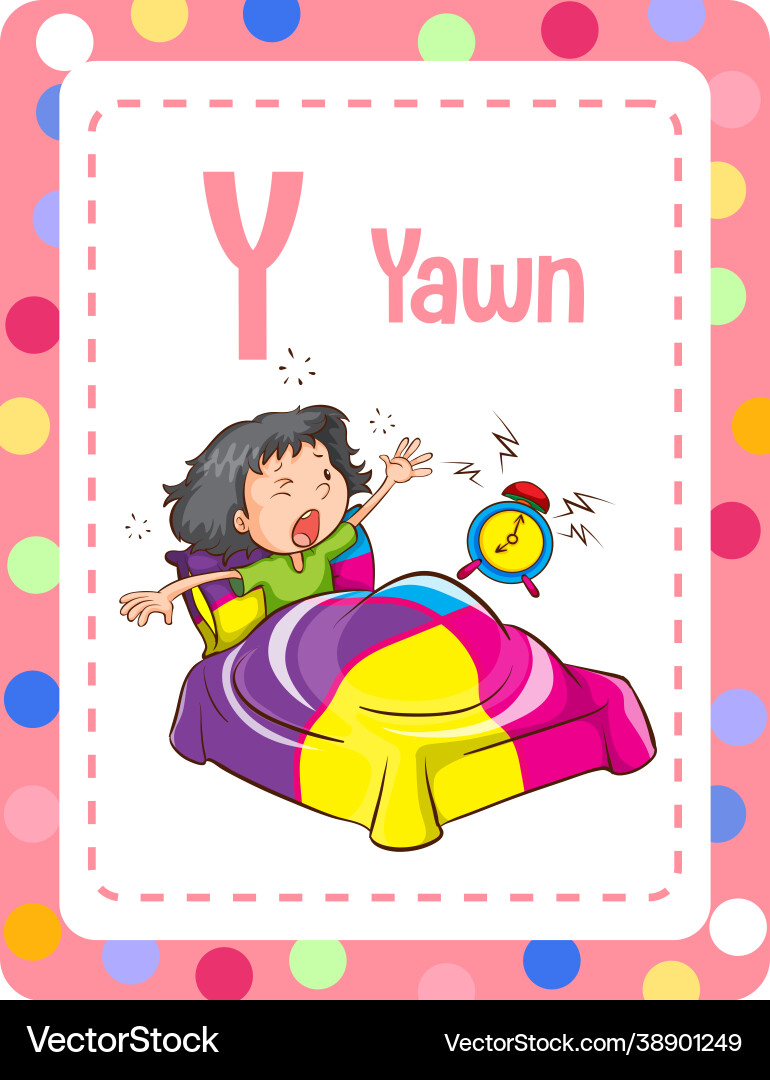 Alphabet flashcard with letter y for yawn Vector Image