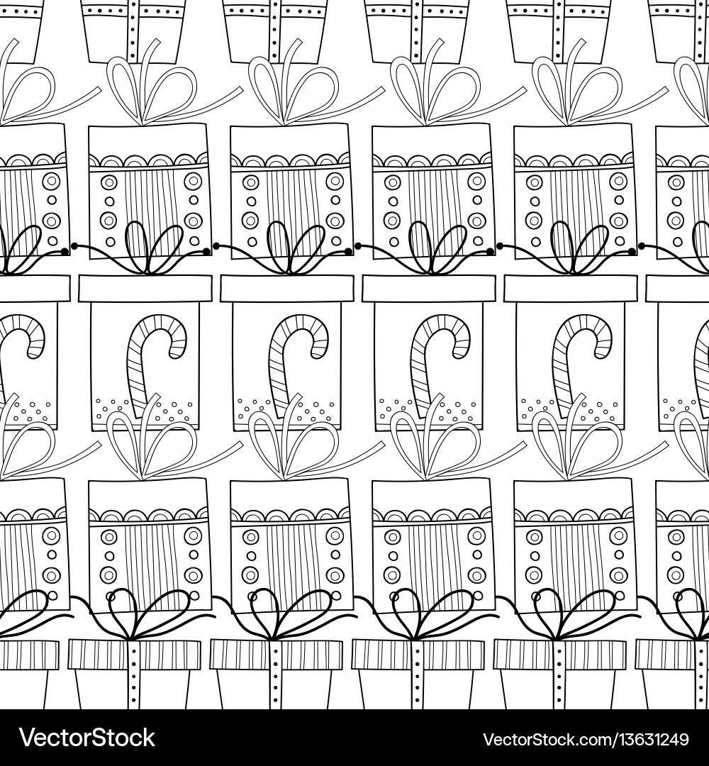 Black and white seamless patterns with gift boxes Black and white seamless patterns with gift boxes vector image