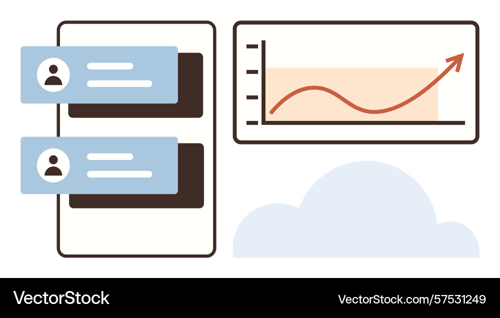 Data analysis dashboard with user notifications Data analysis dashboard with user notifications vector image
