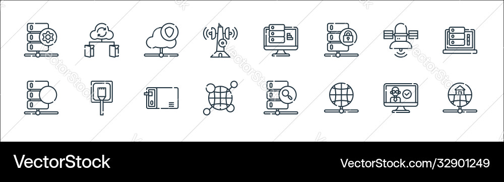 Datenbank- und Serverzeilen-Icons linear set Datenbank- und Serverzeilen-Icons linear set vektorbild