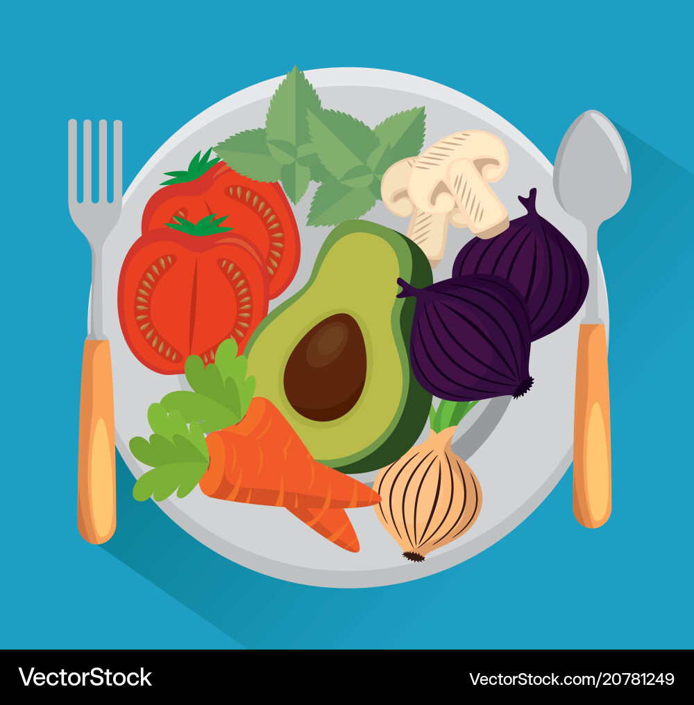 Dish with group vegetables Dish with group vegetables vector image