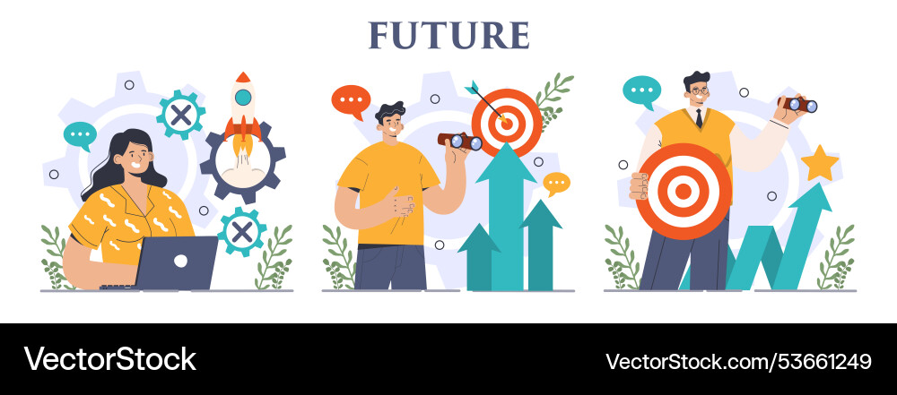 Future concept set character searching Future concept set character searching vector image