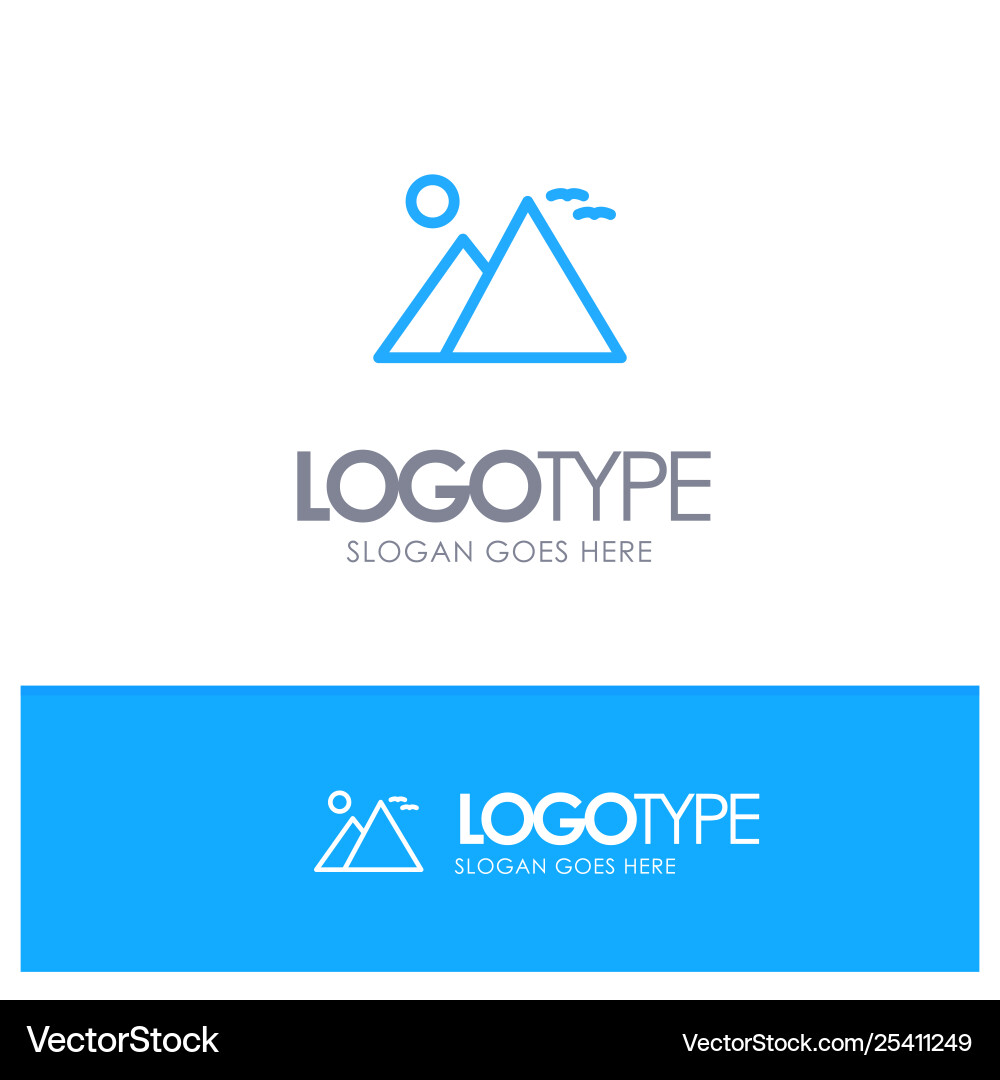 Ägypten giza Landmark Pyramide Sonnenblau Umriss Logo Ägypten giza Landmark Pyramide Sonnenblau Umriss Logo vektorbild