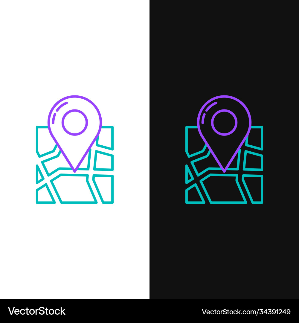 Line folded map with location marker icon isolated Line folded map with location marker icon isolated Vector Image